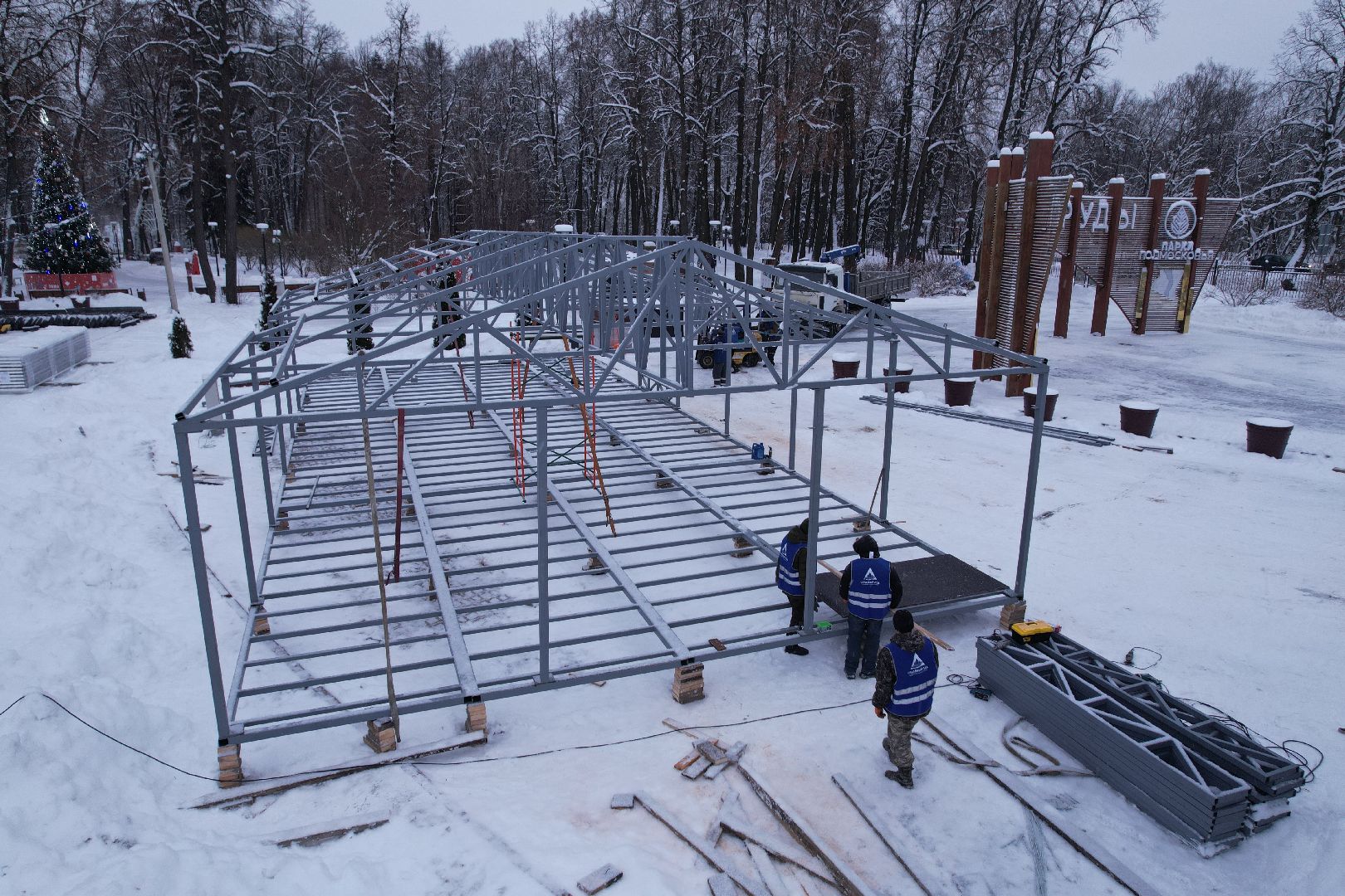 видео с коптера, сергиев посад, каток, благоустройство,