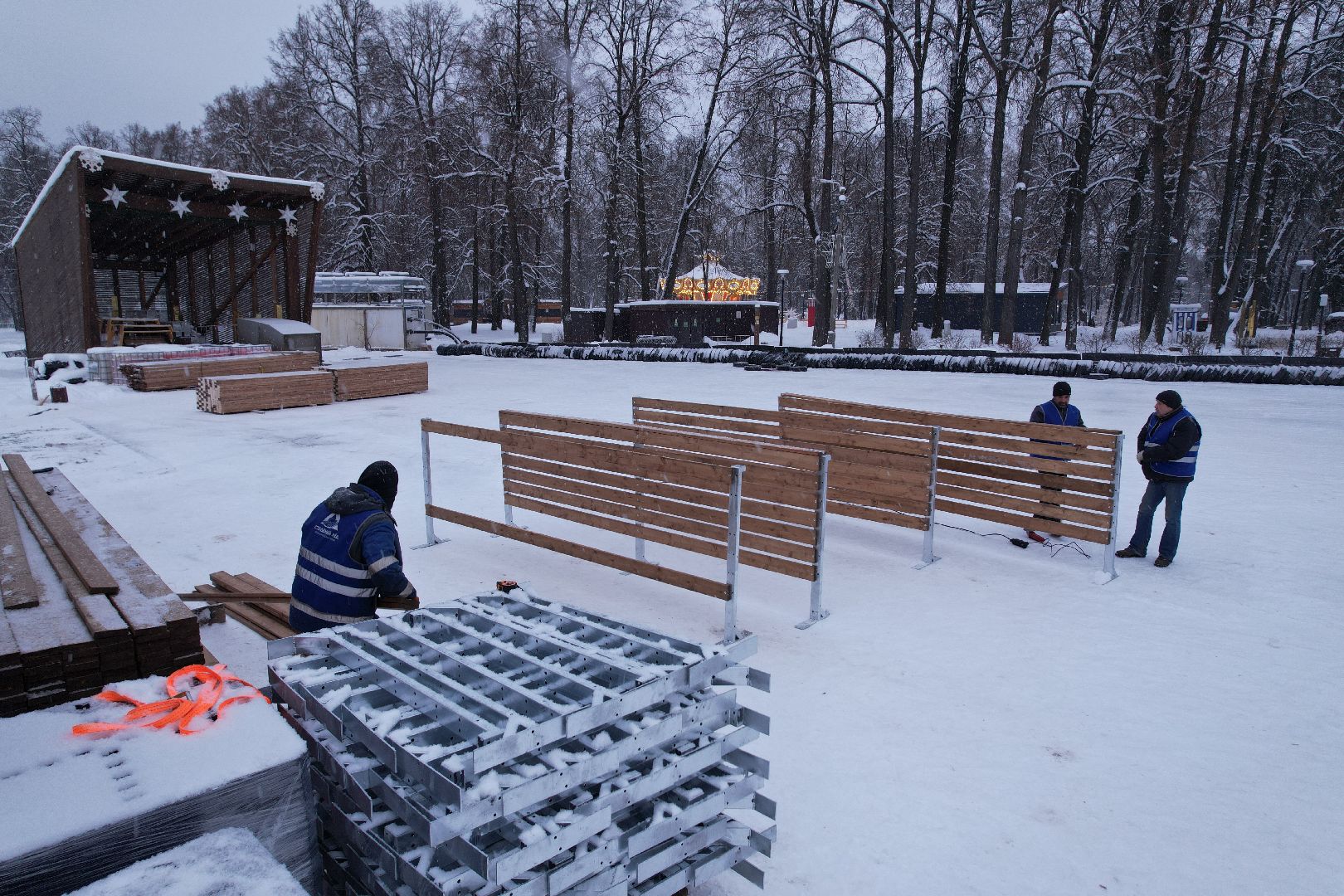 видео с коптера, сергиев посад, каток, благоустройство,