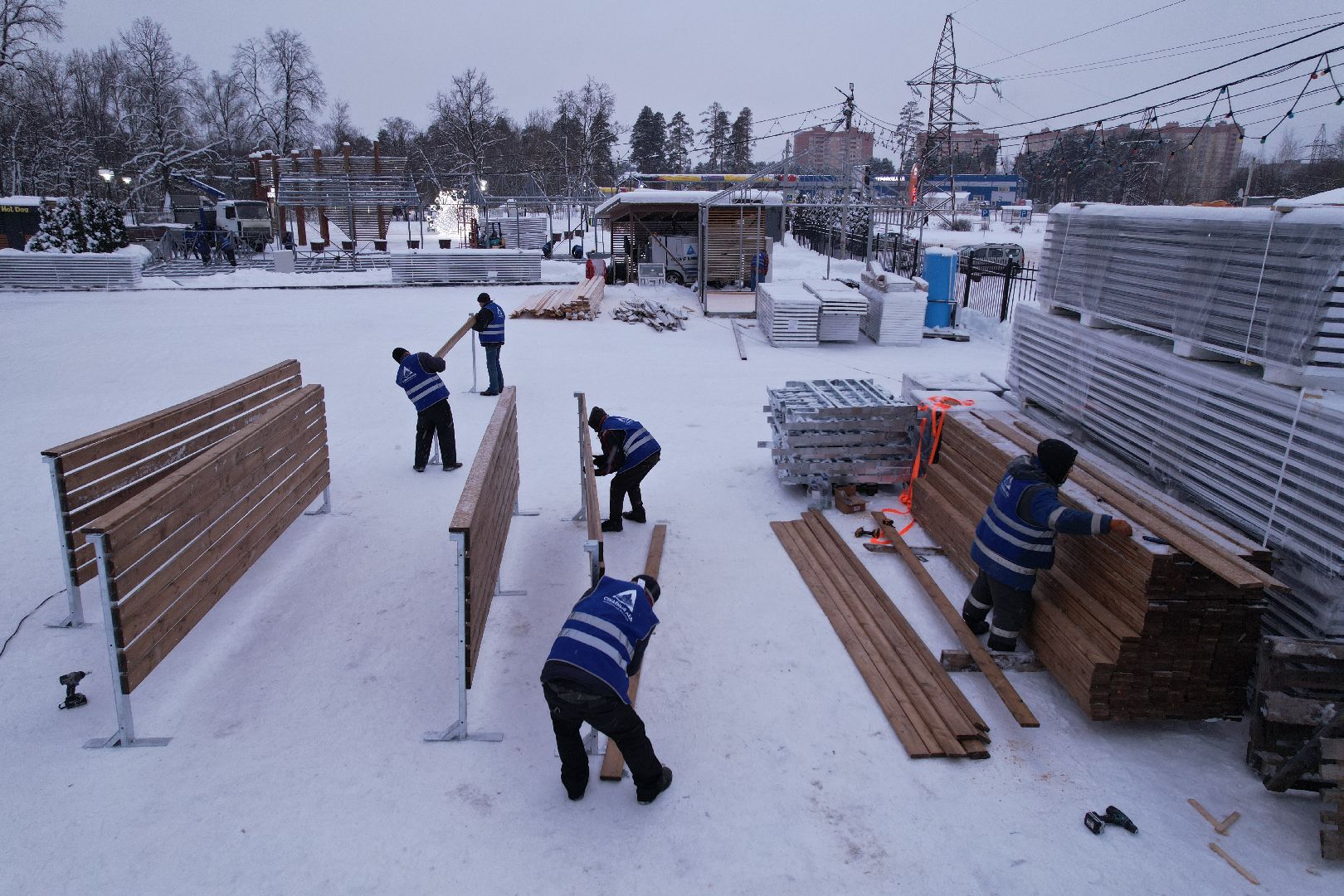 видео с коптера, сергиев посад, каток, благоустройство,