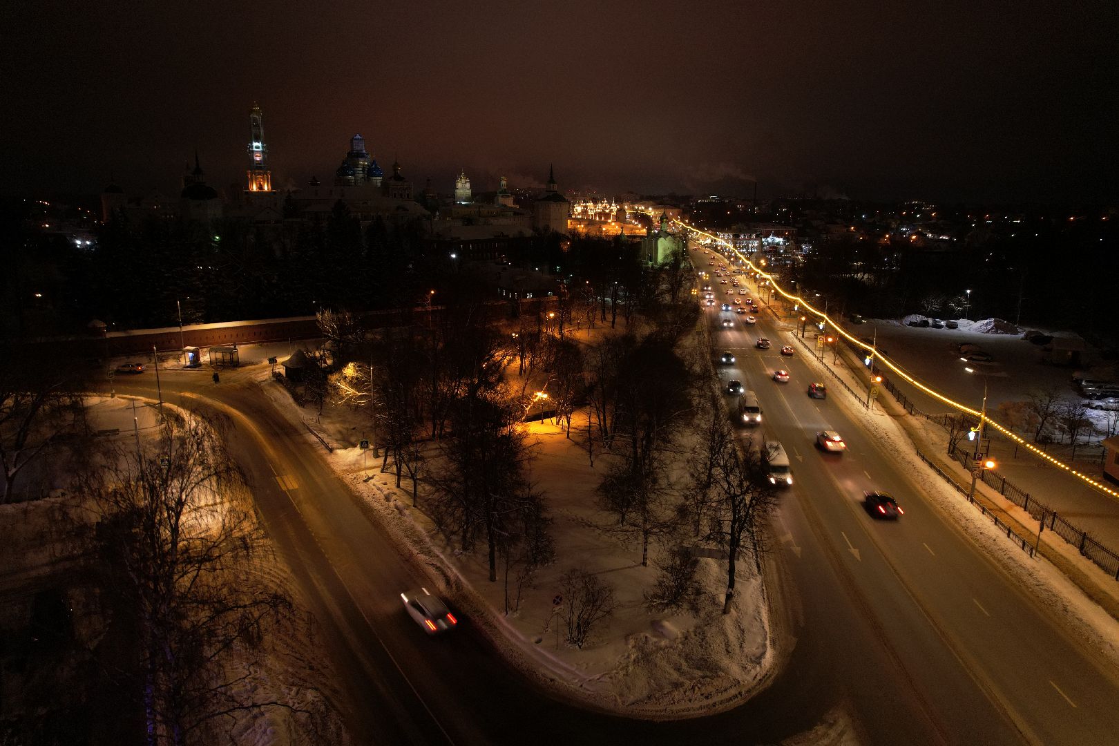 видео с коптера, сергиев посад, зима, благоустройство,
