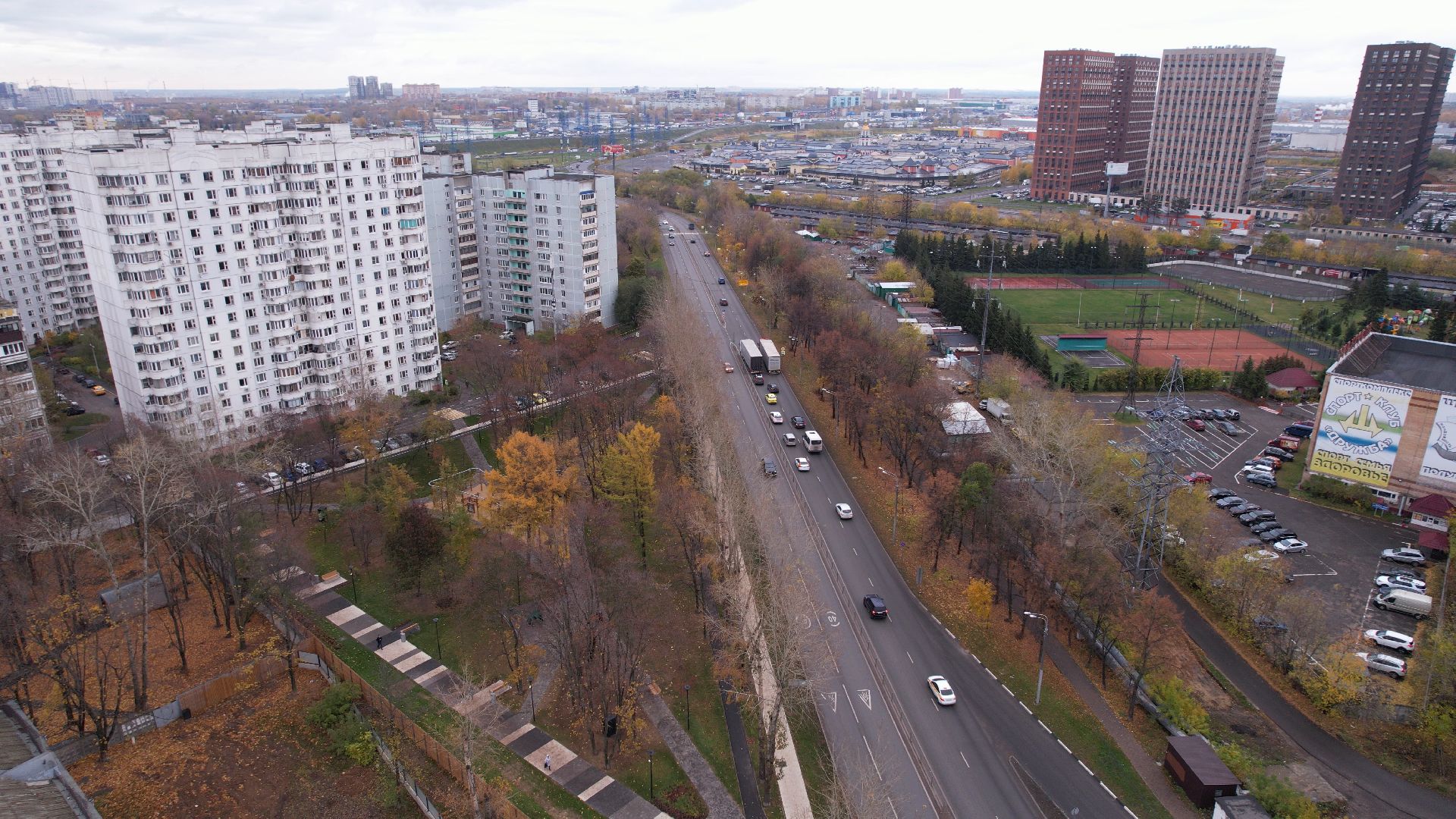 видео с коптера, сквер, котельники,