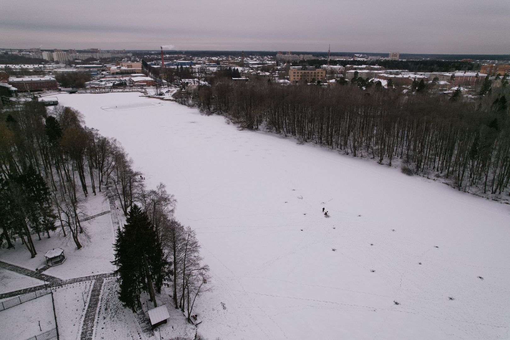 видео с коптера, ногинск, парк,