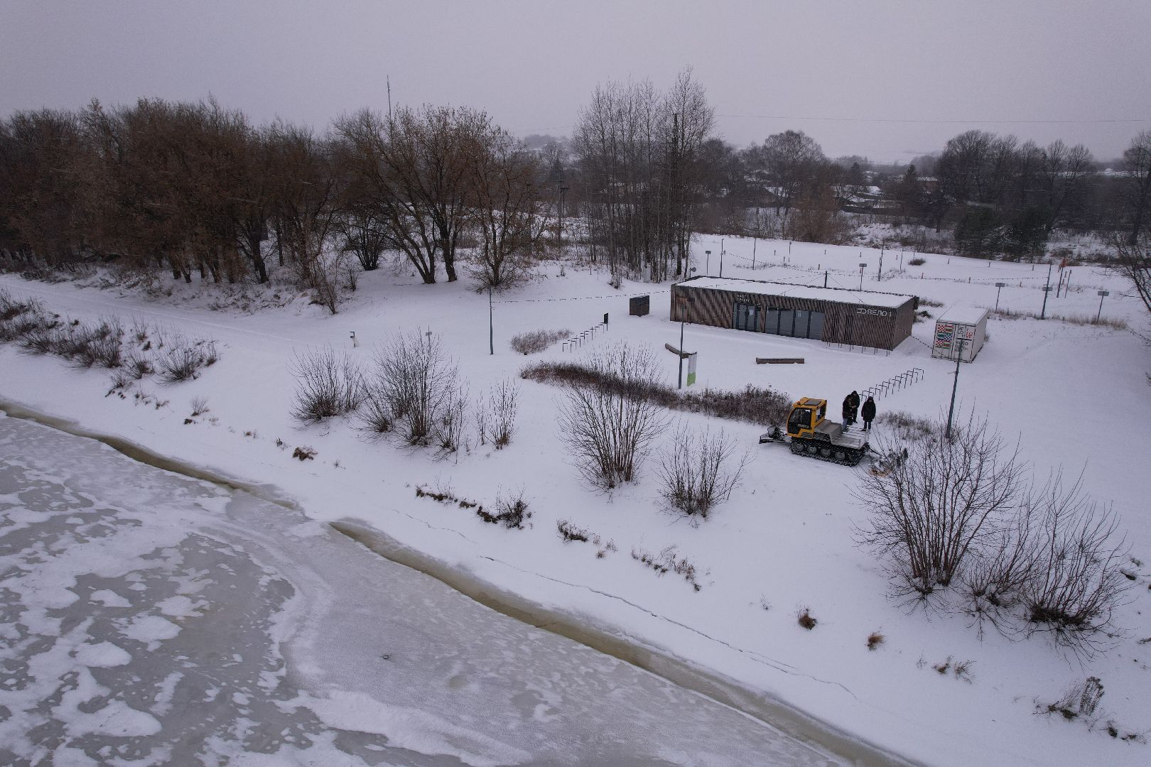 видео с коптера, вело1, лыжи,