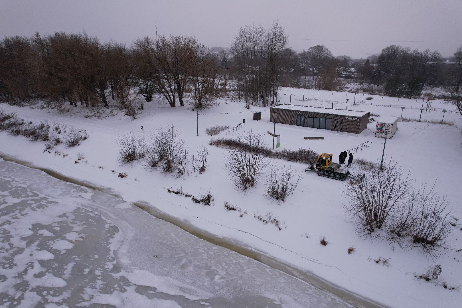 видео с коптера, вело1, лыжи,
