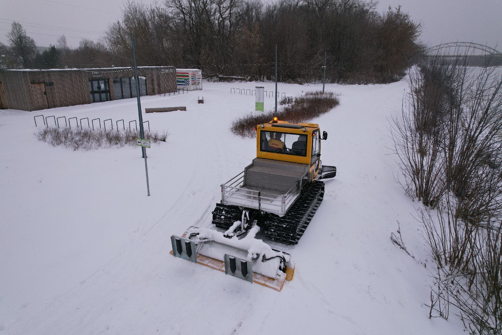видео с коптера, вело1, лыжи,