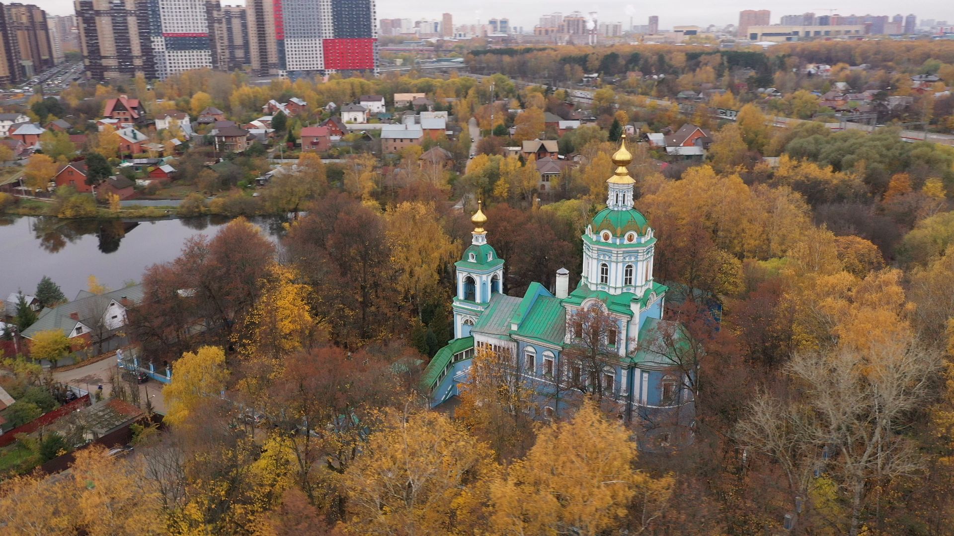 видео с коптера, храм, балашиха,