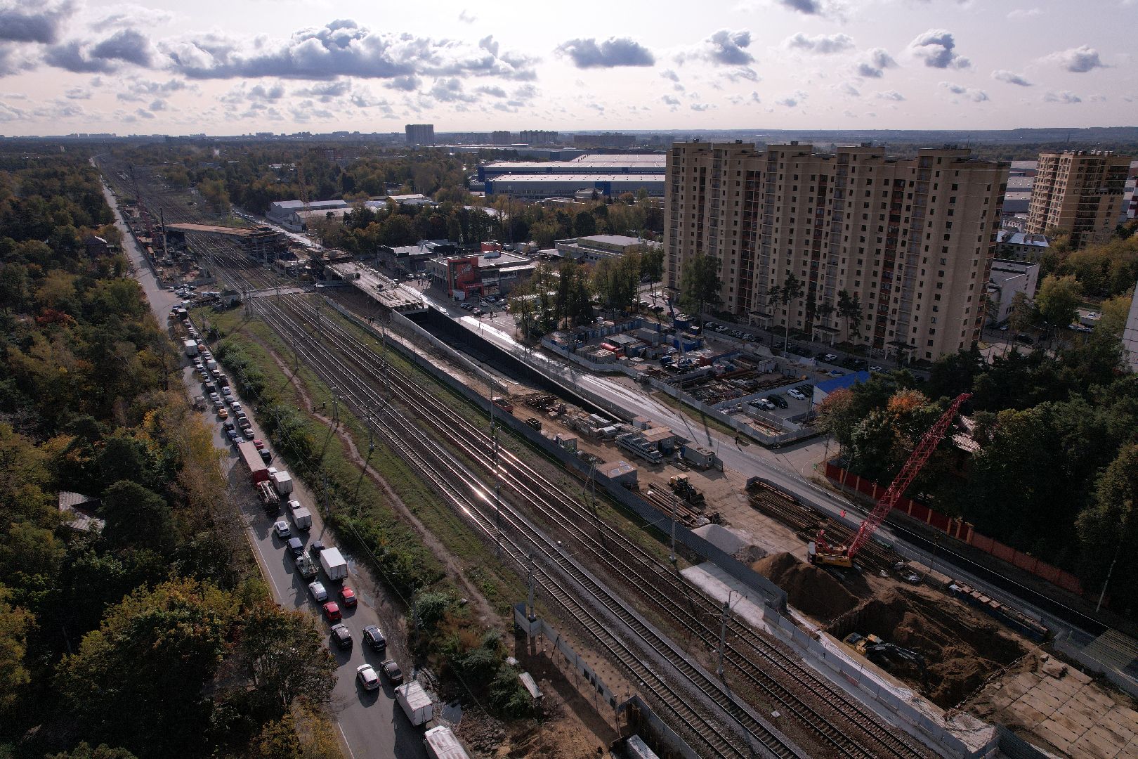 видео с коптера, дорога, путепровод,