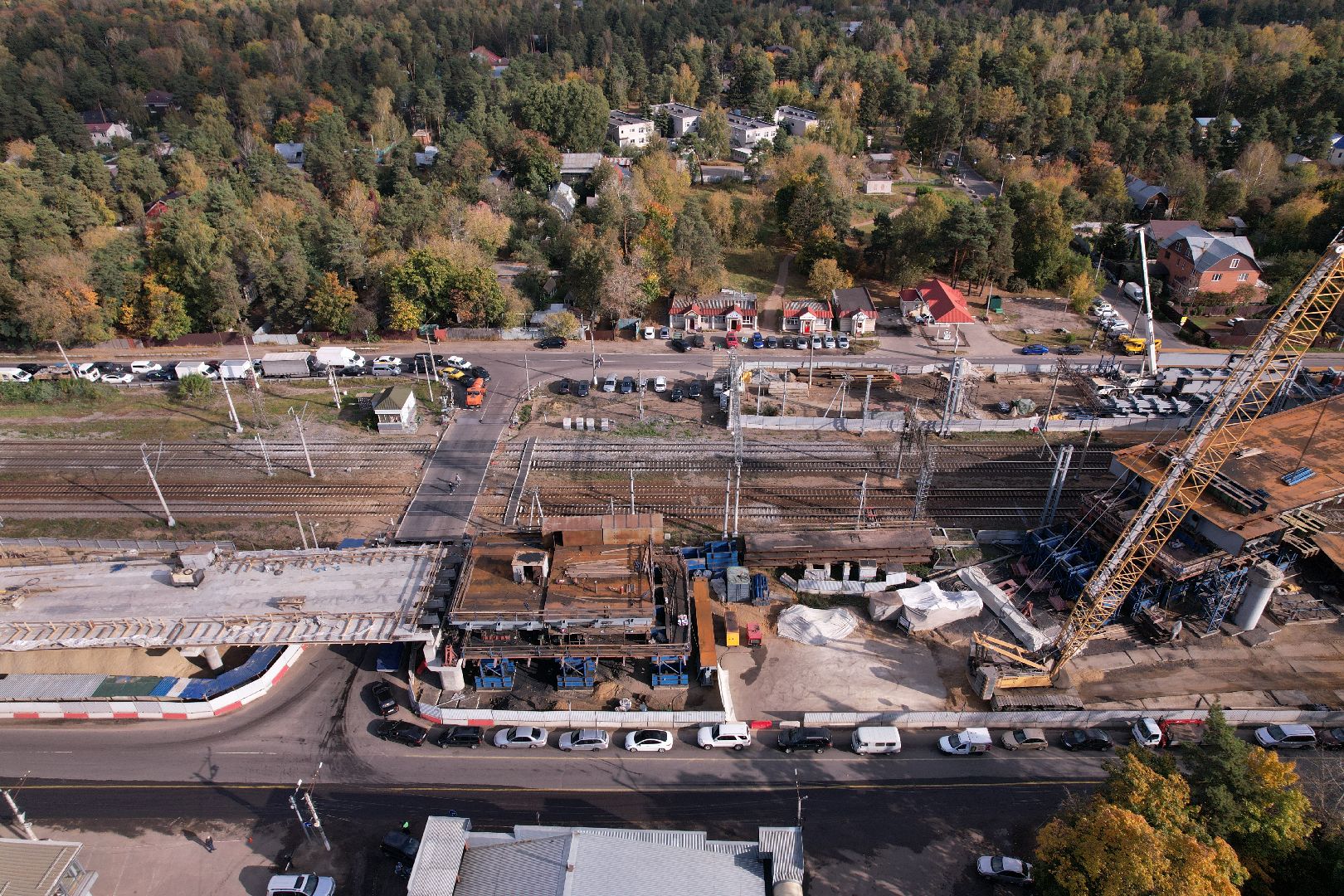 видео с коптера, дорога, путепровод,