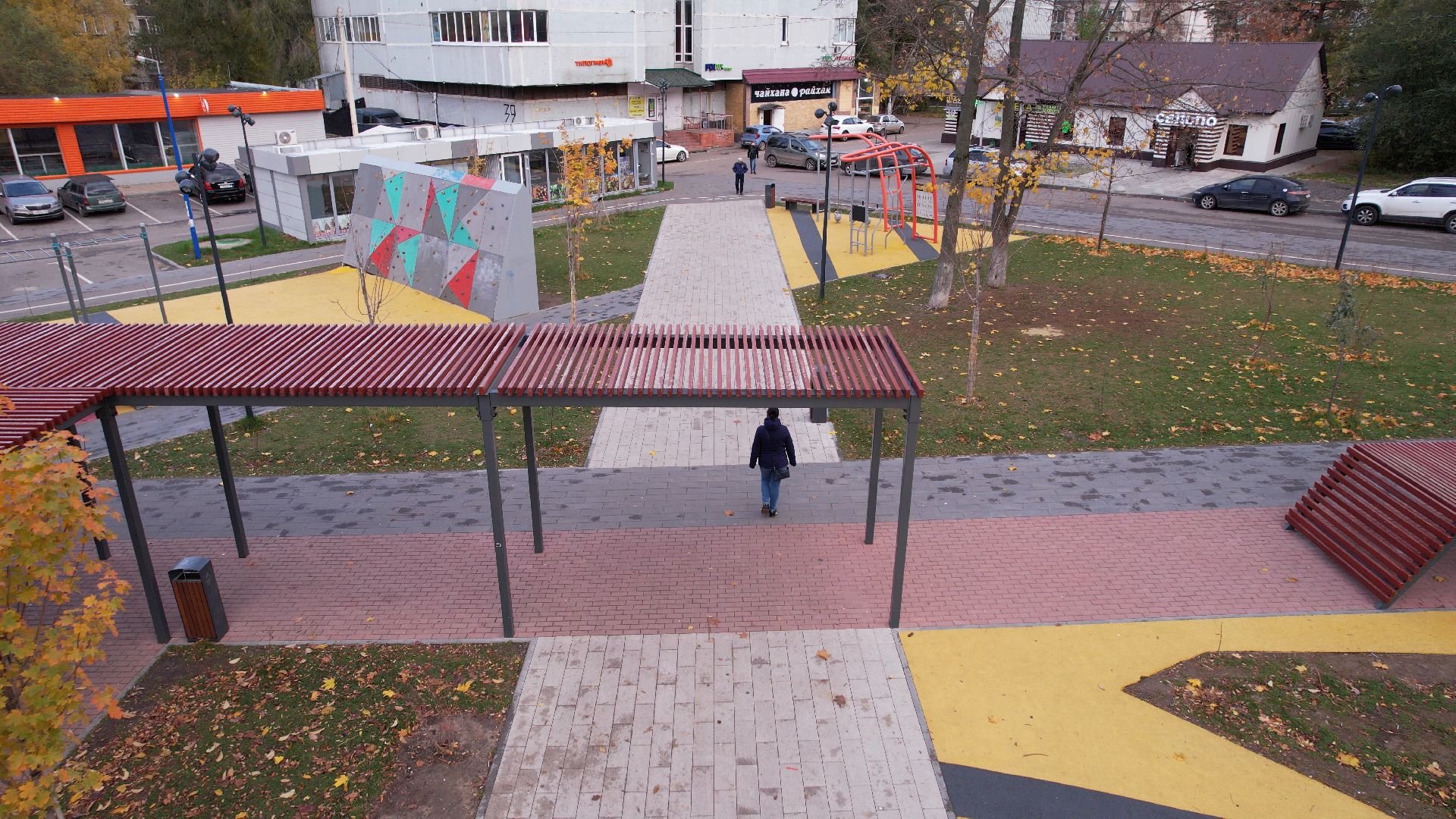 видео с коптера, котельники, сквер,