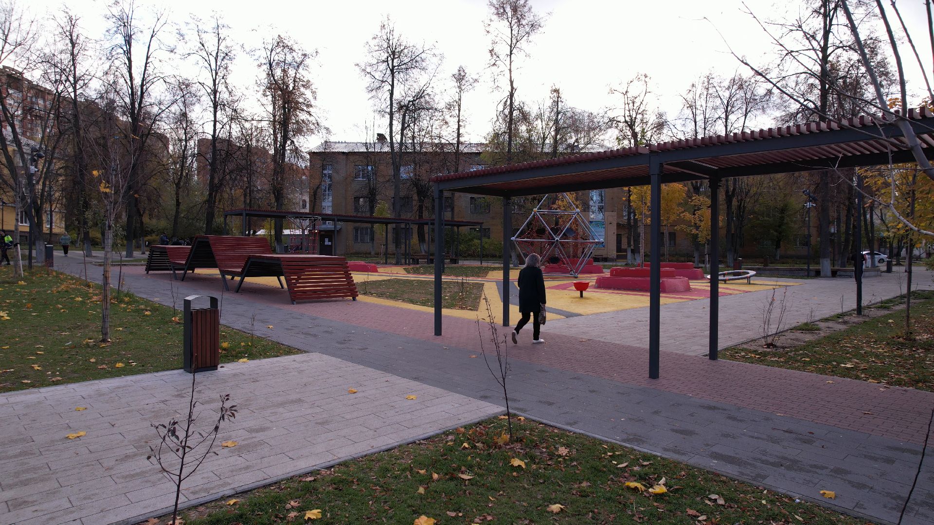 видео с коптера, котельники, сквер,