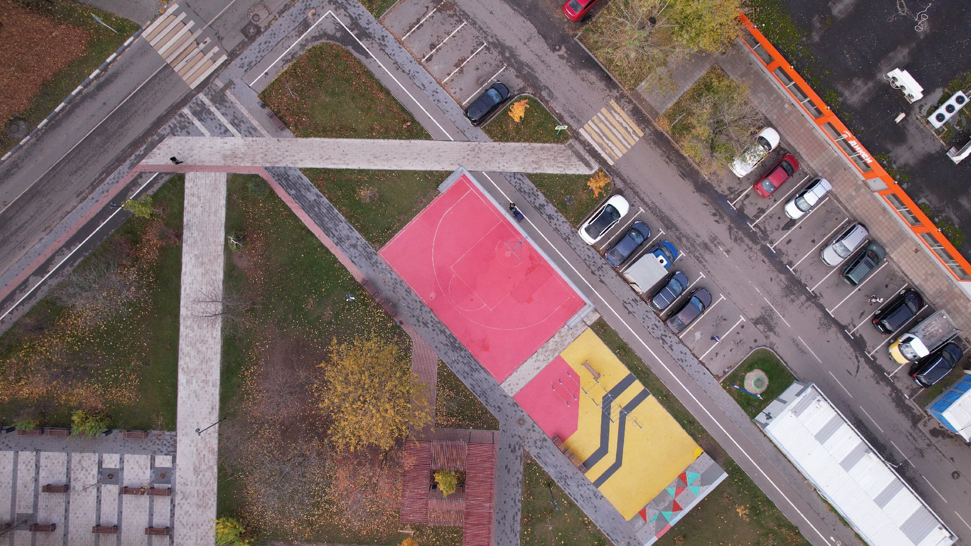 видео с коптера, котельники, сквер,