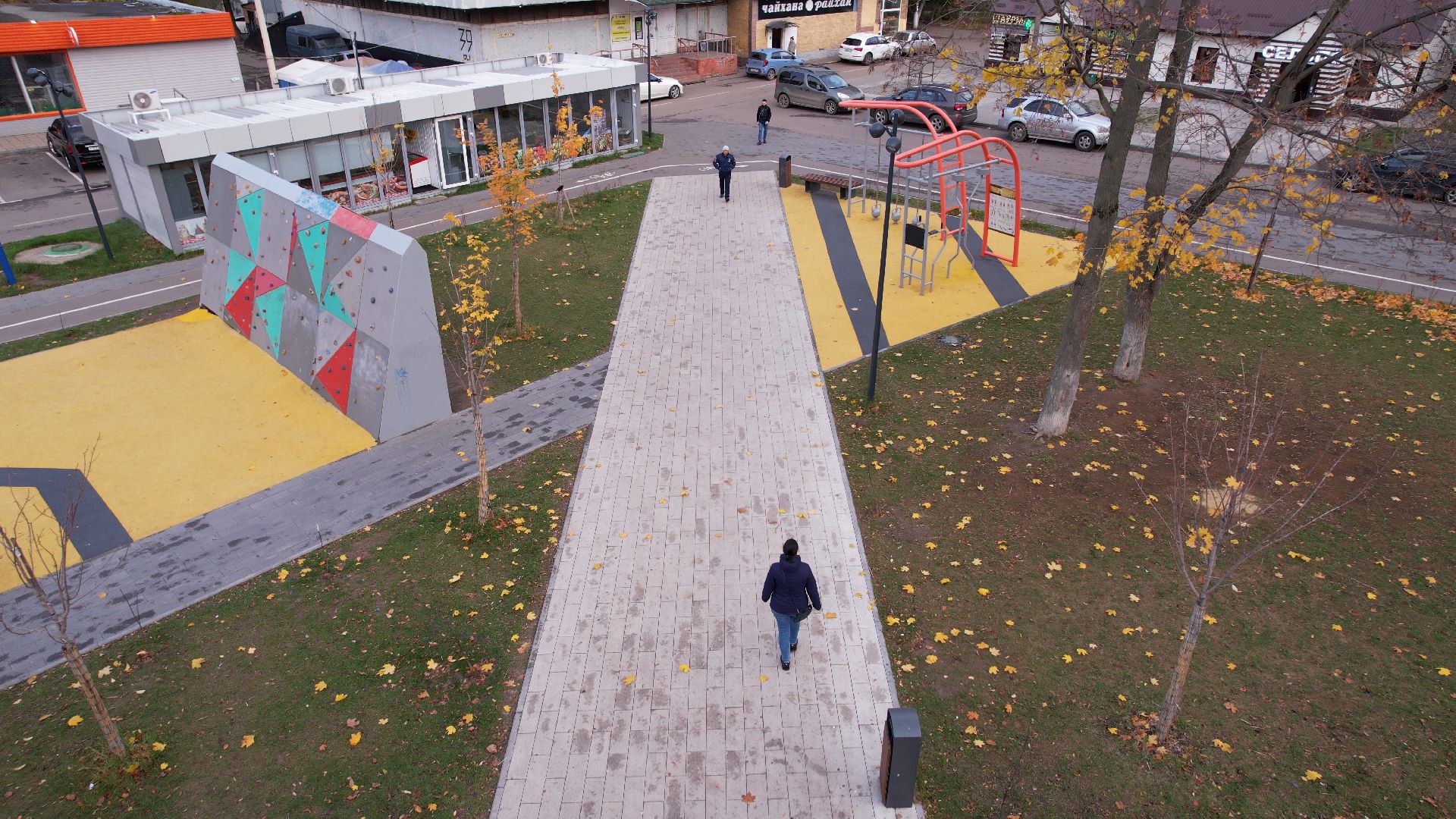 видео с коптера, котельники, сквер,