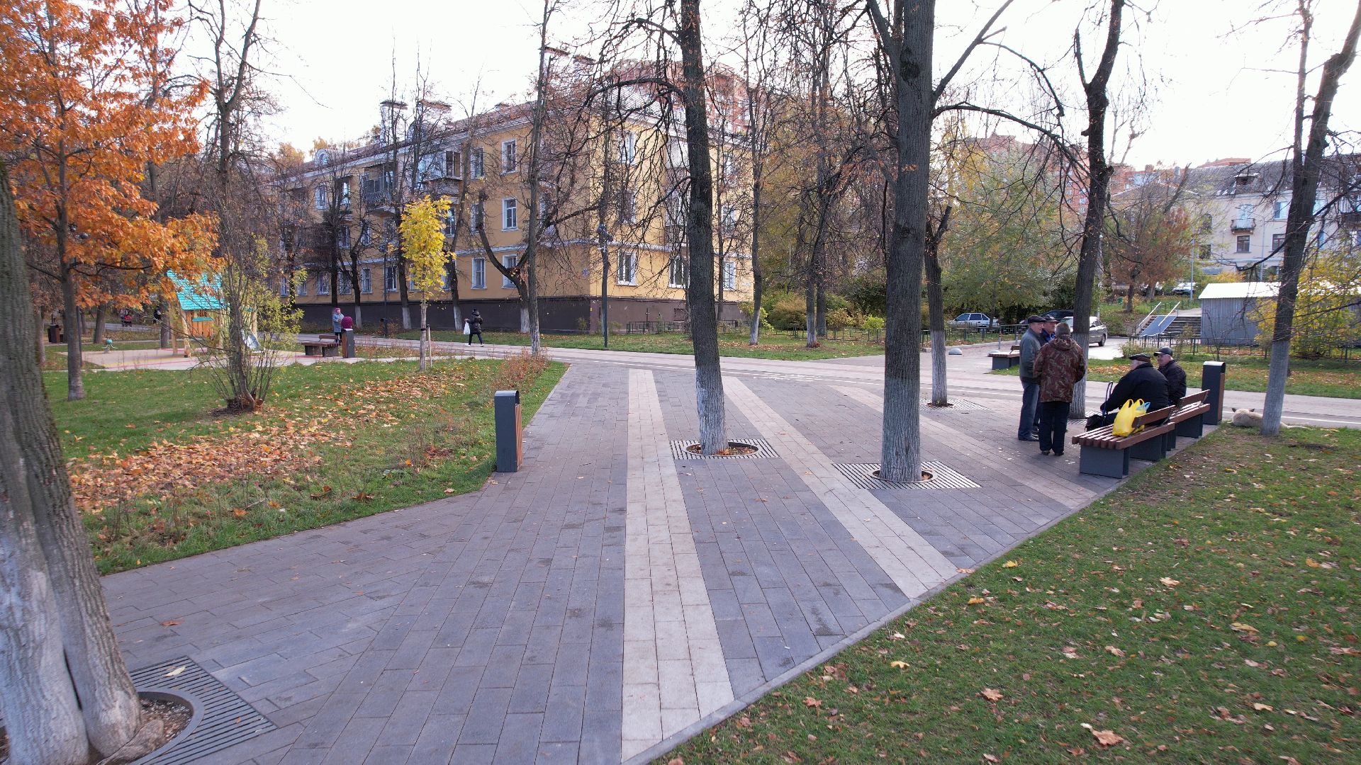 видео с коптера, котельники, сквер,