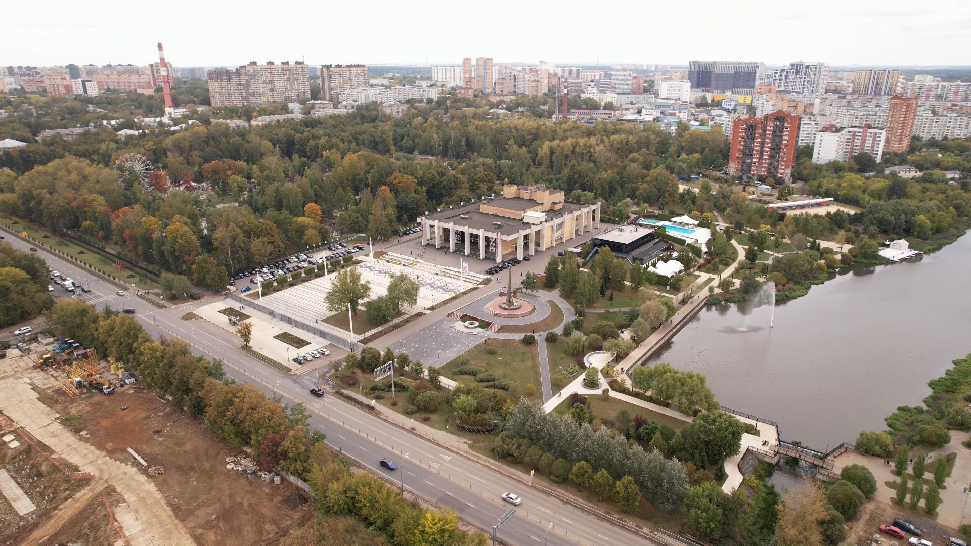 видео с коптера, парк, мытищи,