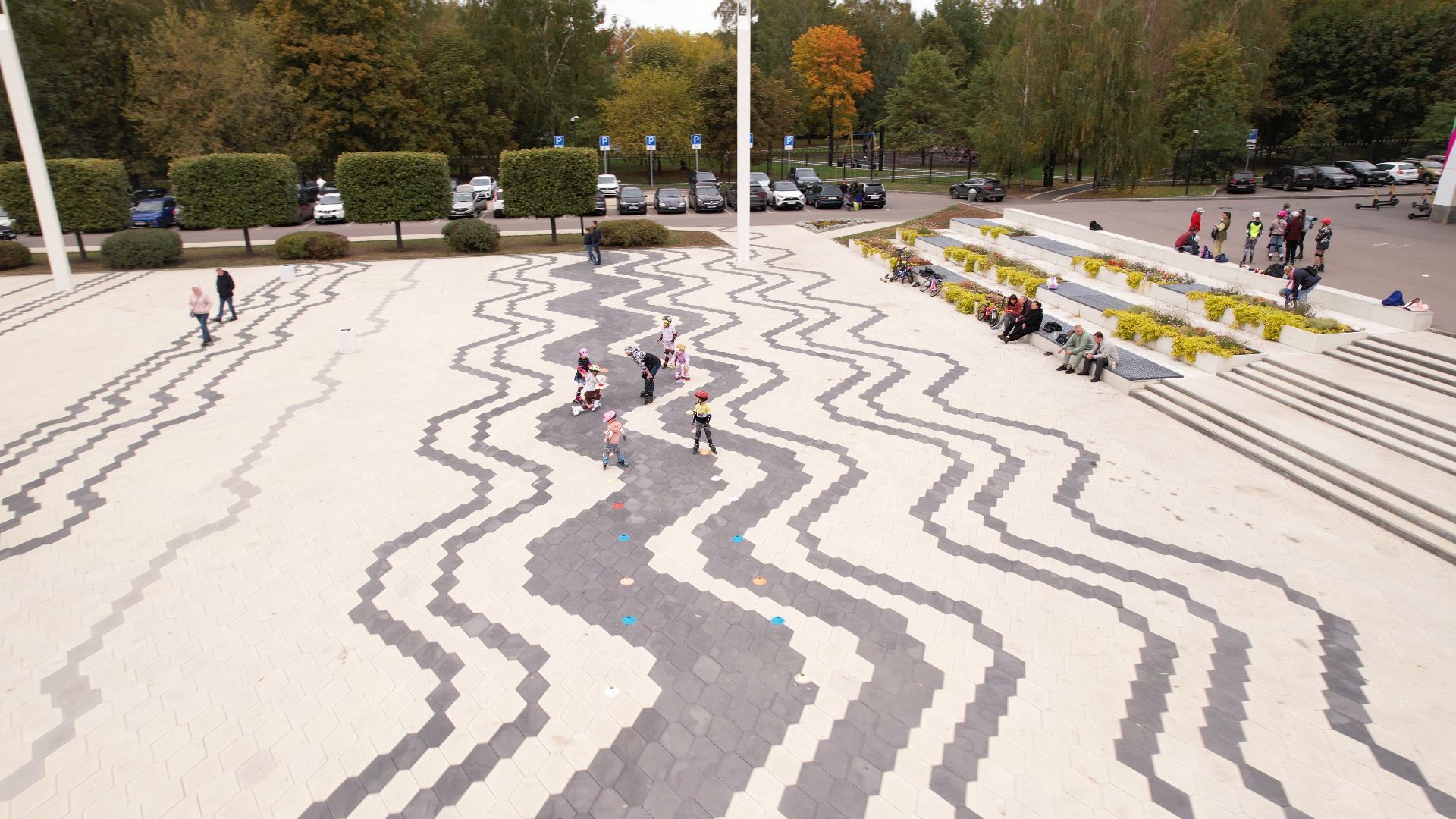 видео с коптера, парк, мытищи,