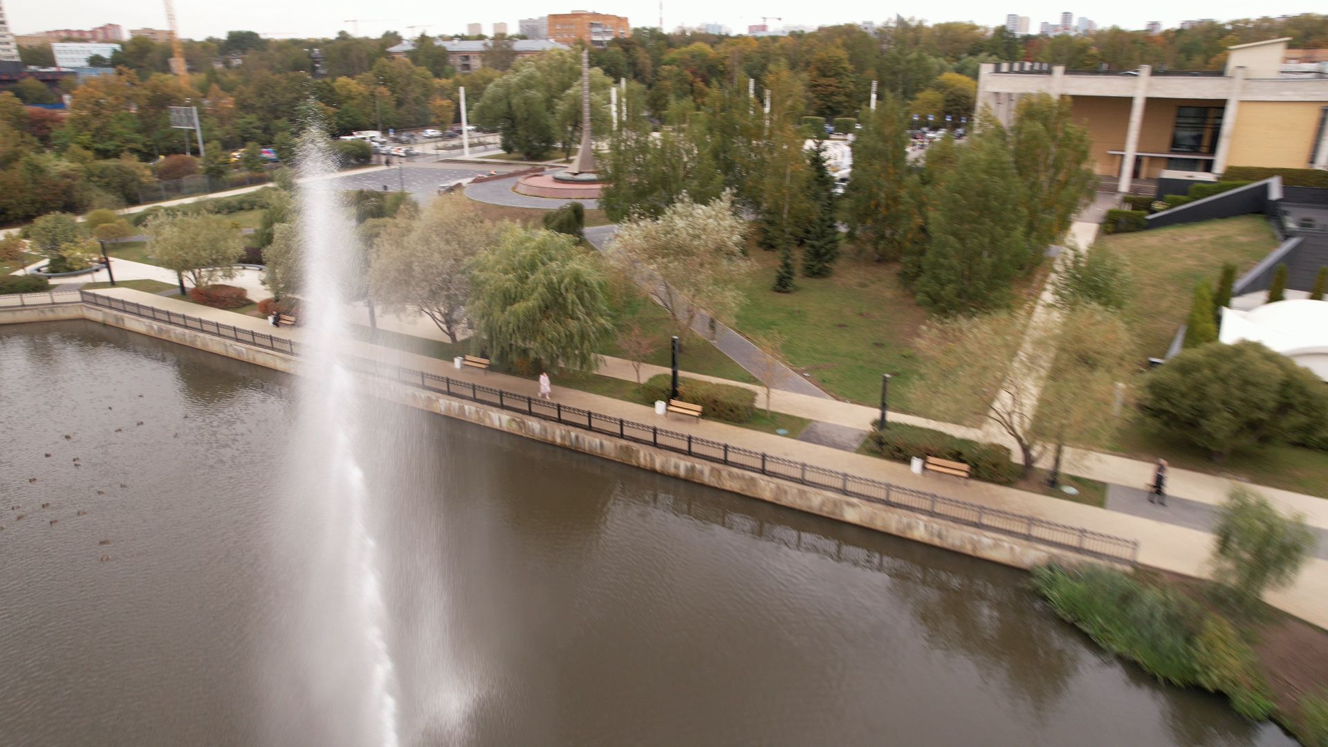 видео с коптера, парк, мытищи,