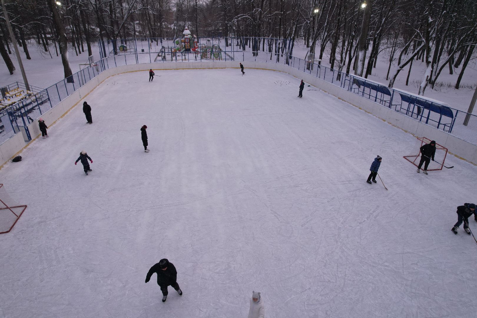 видео с коптера, парк,