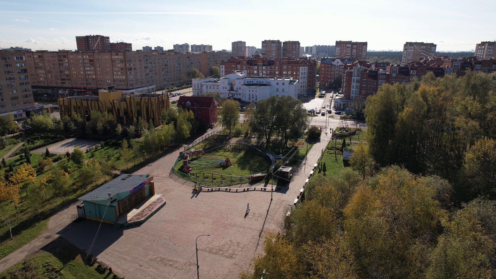 лобня, видео с коптера, благоустройство, парки,