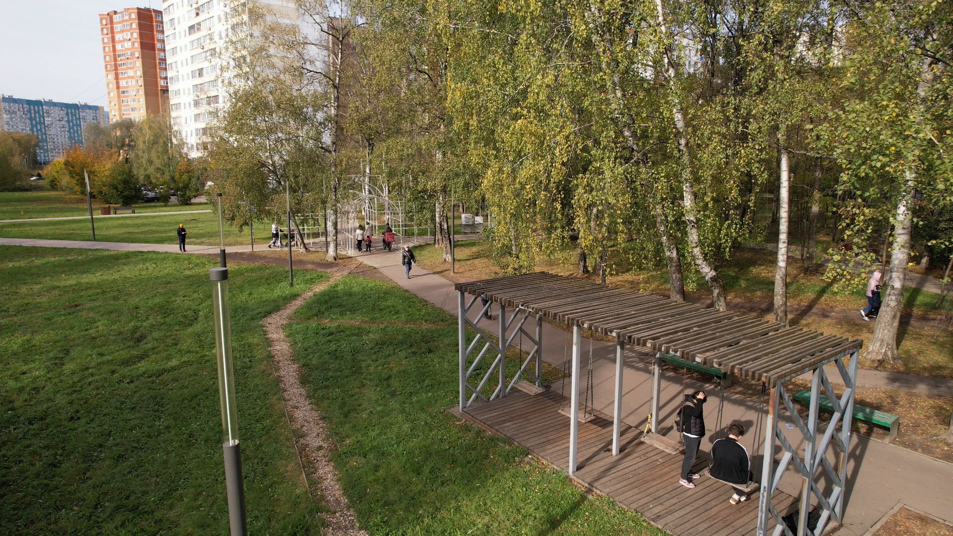 лобня, видео с коптера, благоустройство, парки,