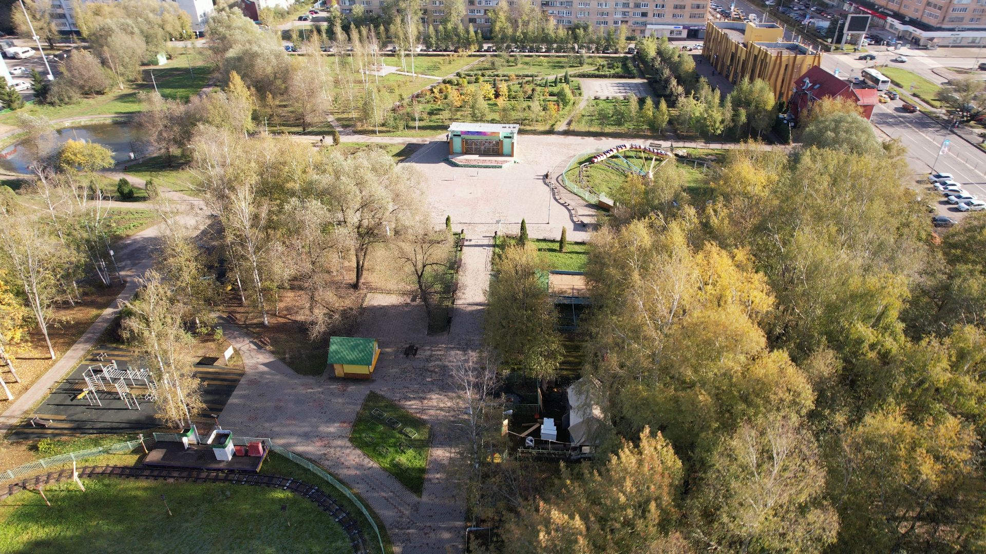 лобня, видео с коптера, благоустройство, парки,