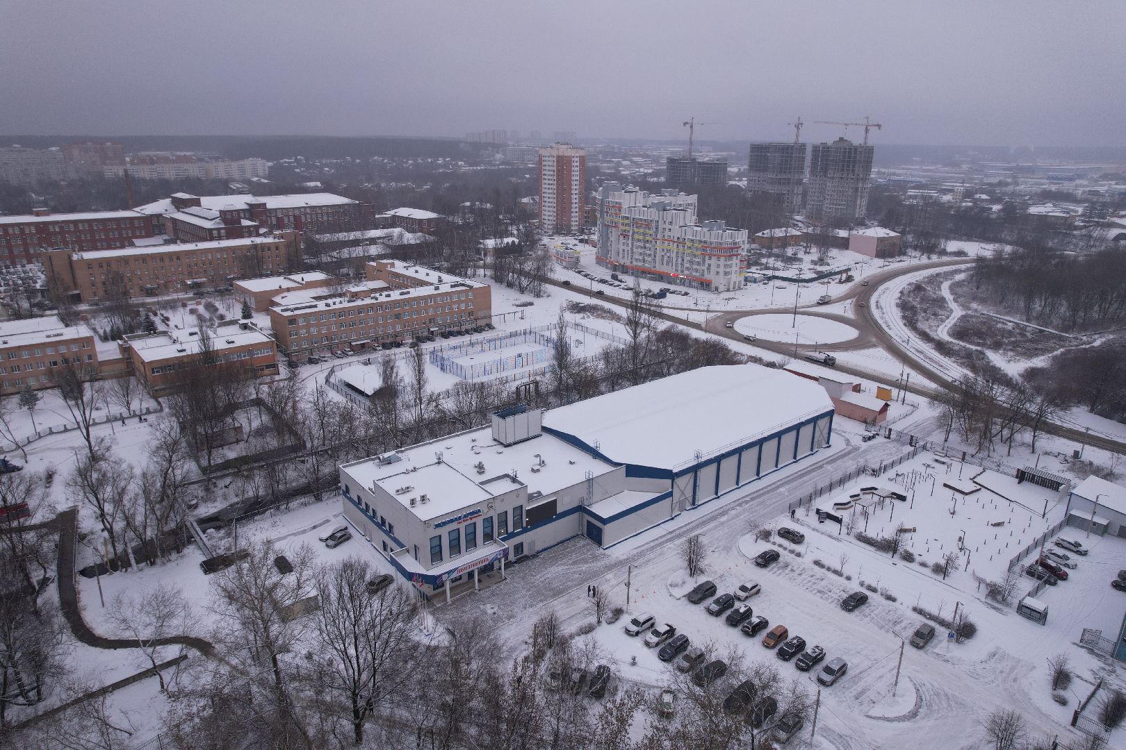 видео с коптера, щёлково, спорт, строительство,