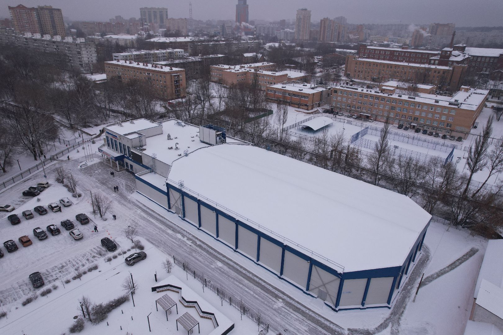 видео с коптера, щёлково, спорт, строительство,