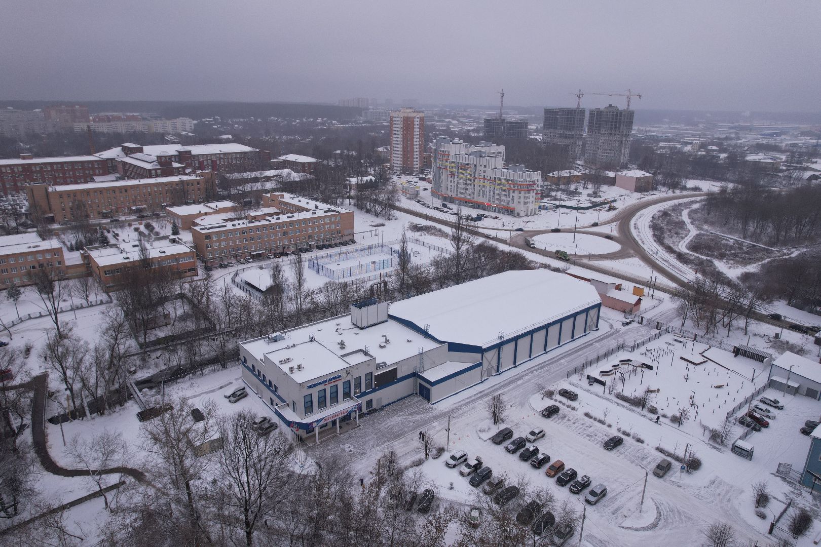 видео с коптера, щёлково, спорт, строительство,