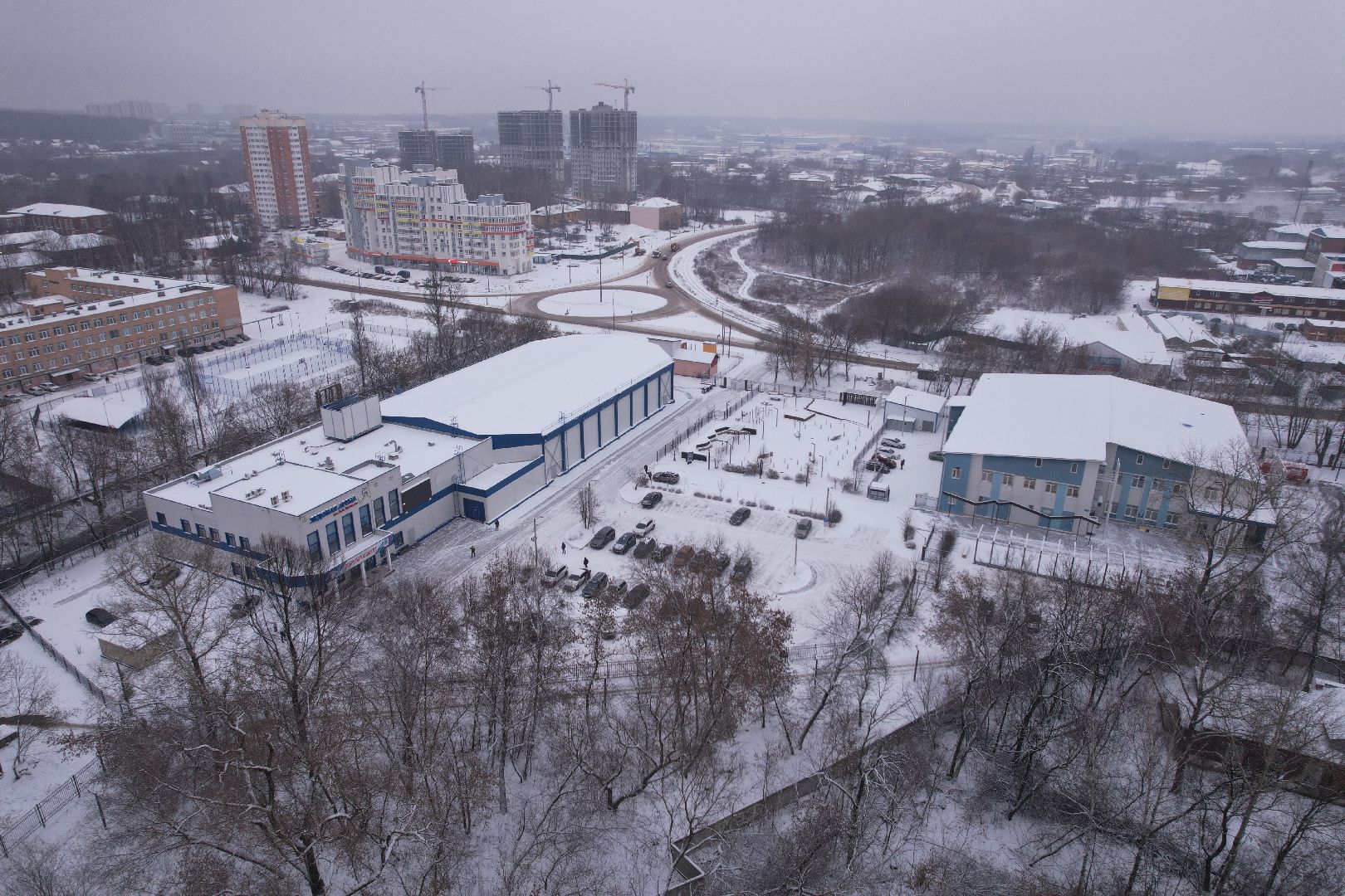 видео с коптера, щёлково, спорт, строительство,