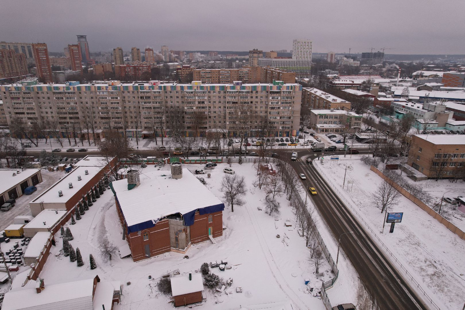 видео с коптера, щёлково, культура, строительство,