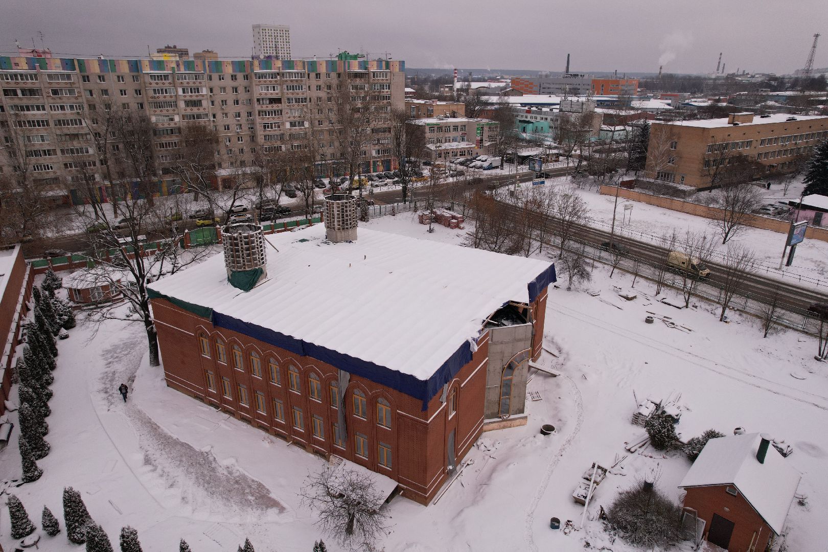 видео с коптера, щёлково, культура, строительство,