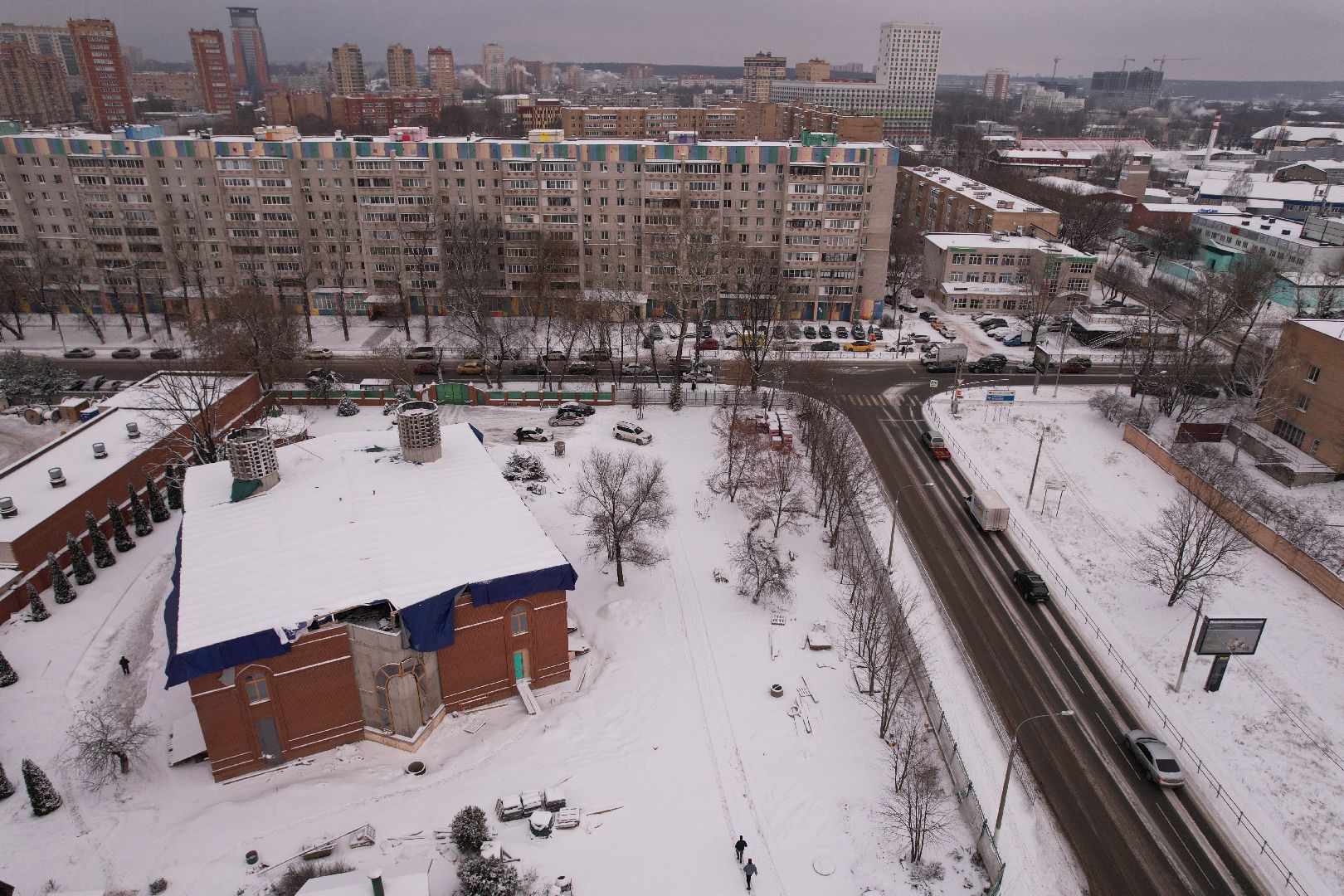 видео с коптера, щёлково, культура, строительство,