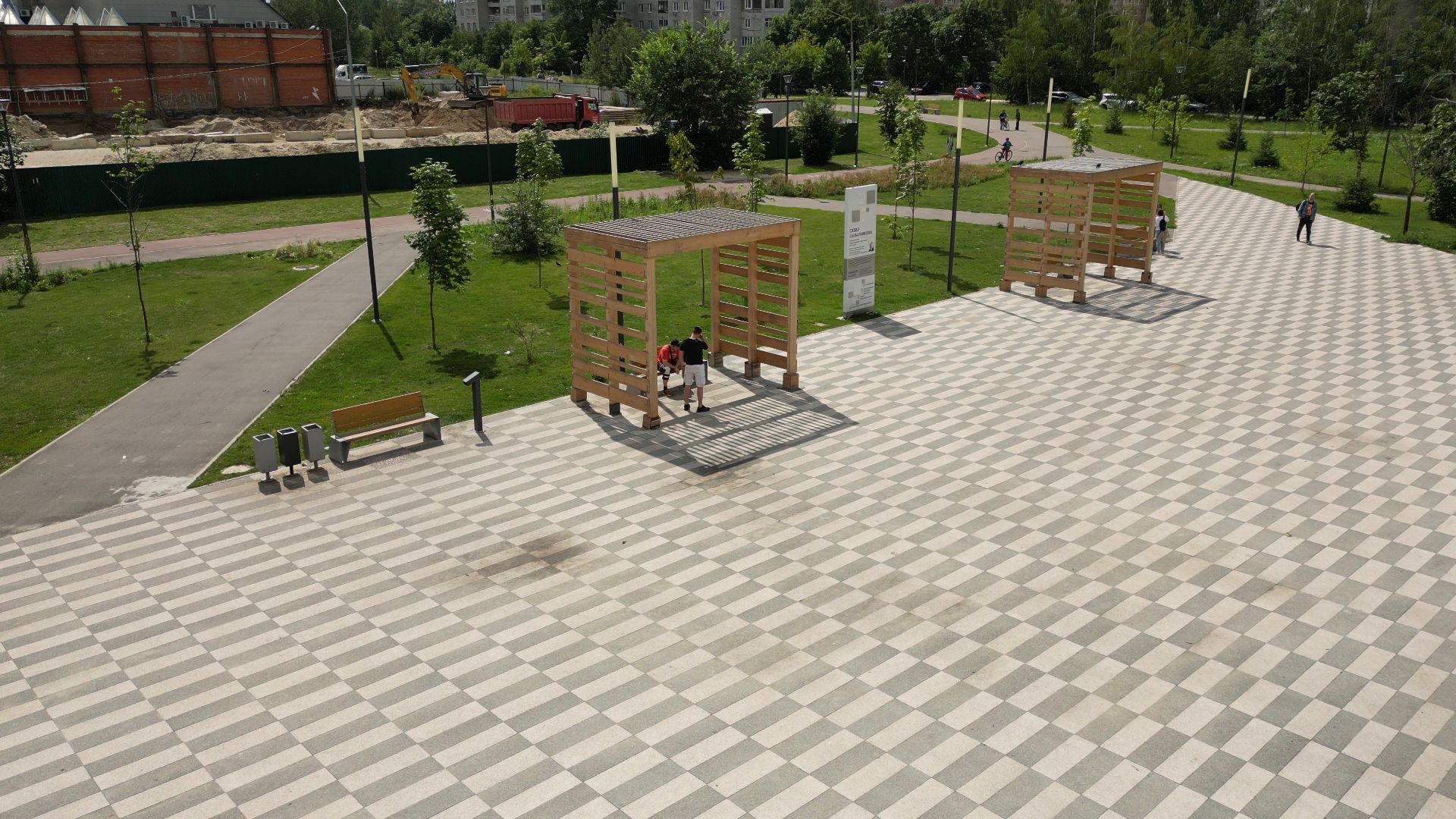 видео с коптера, черноголовка, благоустройство, сквер,