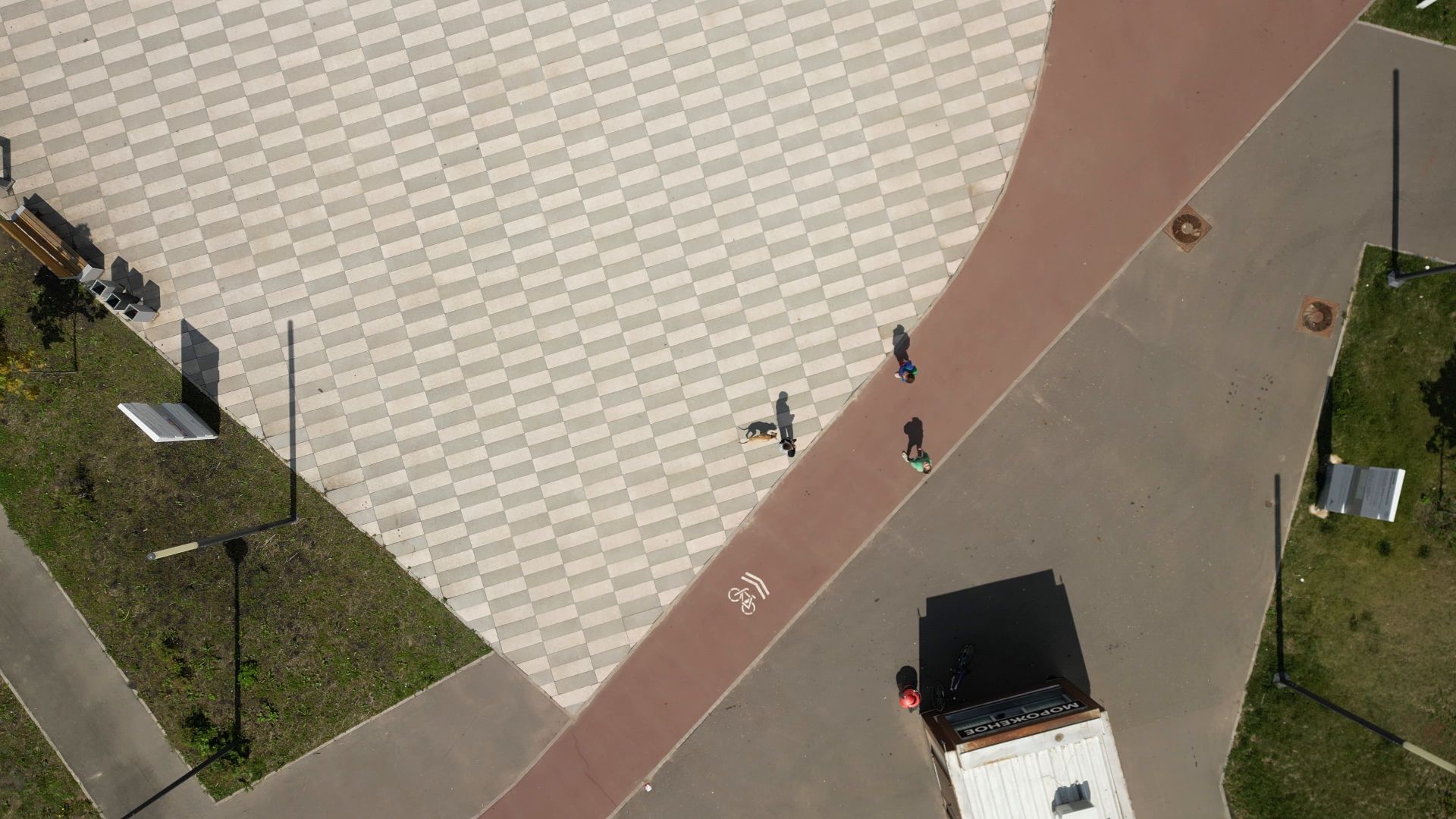 видео с коптера, черноголовка, благоустройство, сквер,