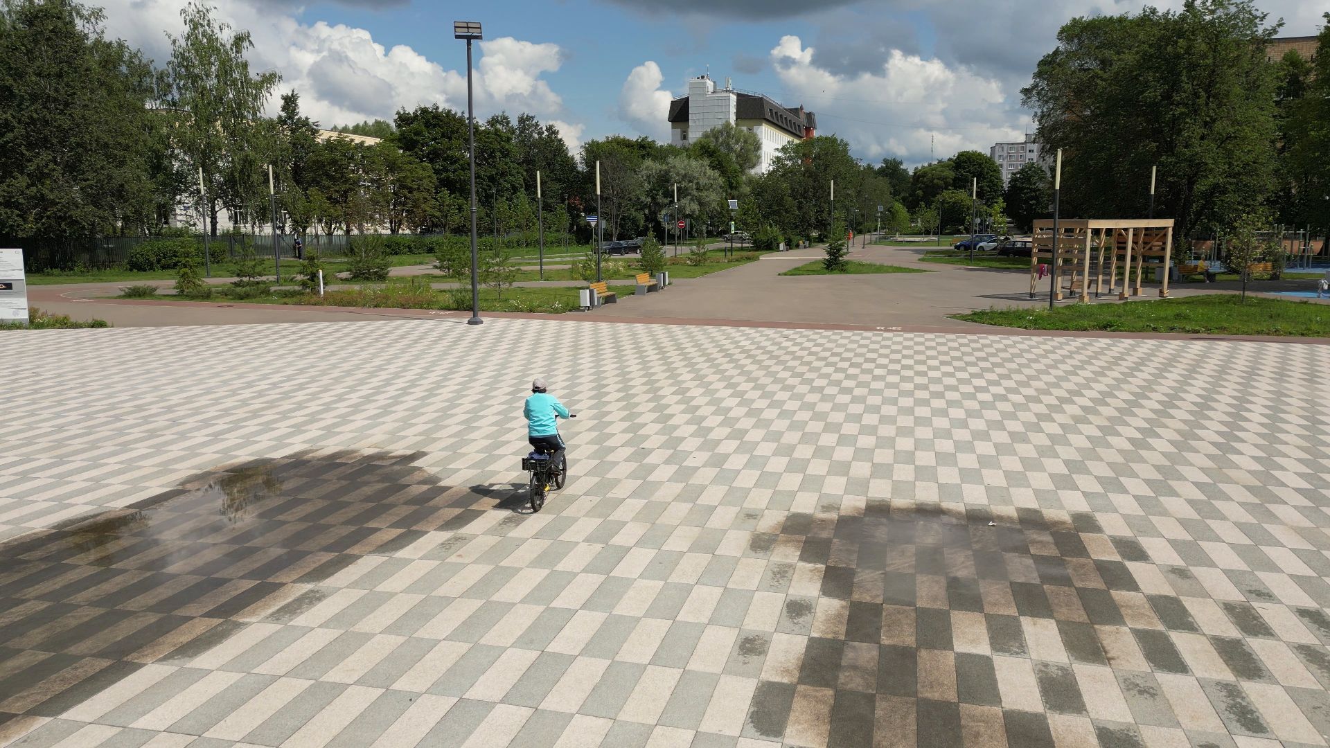 видео с коптера, черноголовка, благоустройство, сквер,