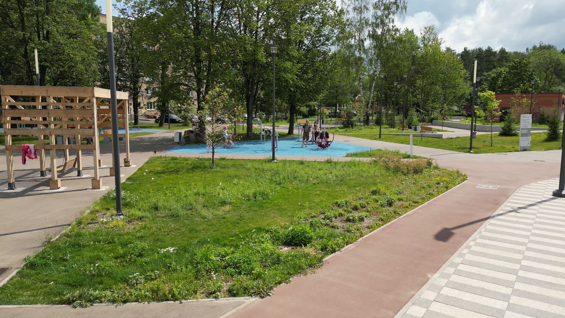 видео с коптера, черноголовка, благоустройство, сквер,