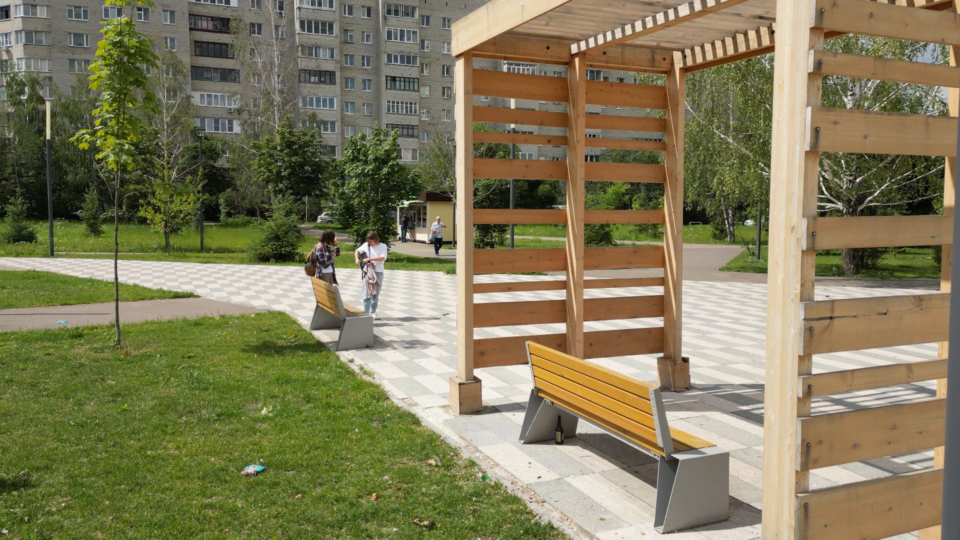 видео с коптера, черноголовка, благоустройство, сквер,