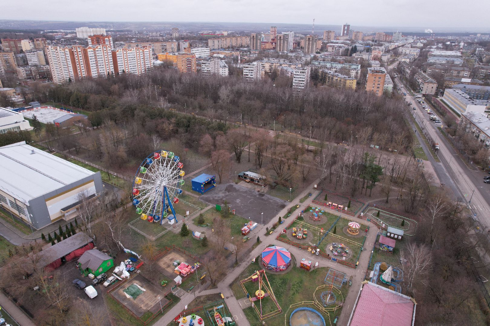 видео с коптера, серпухов, парки,