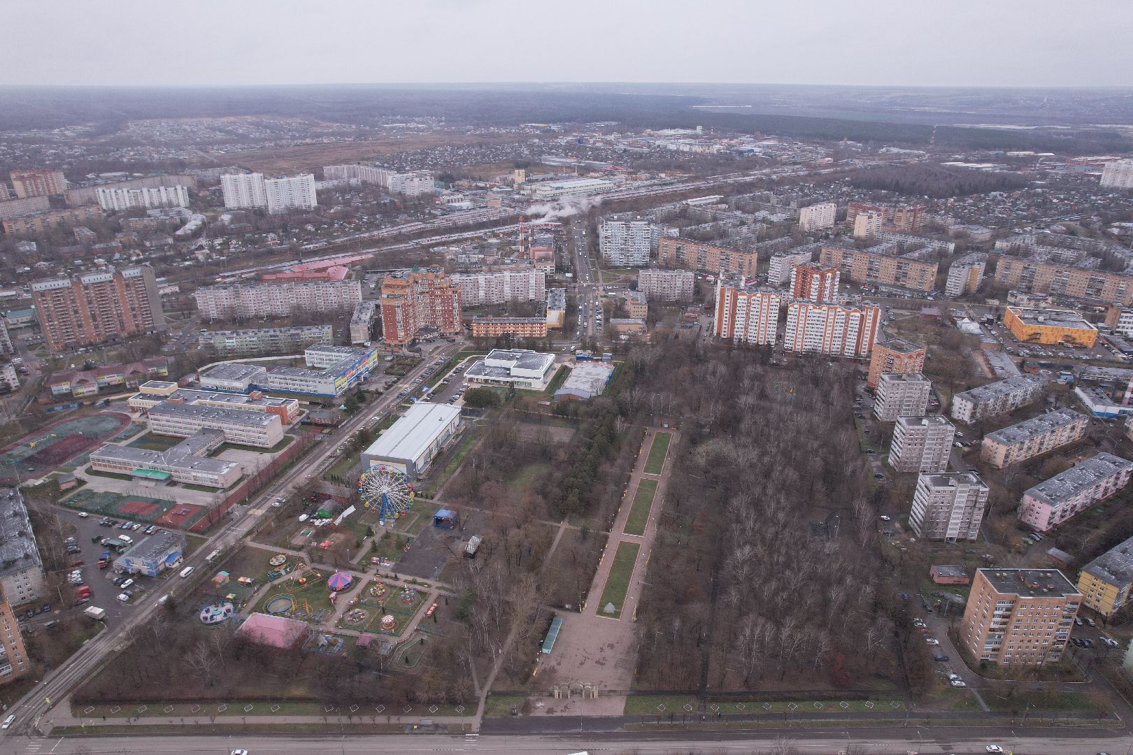 видео с коптера, серпухов, парки,
