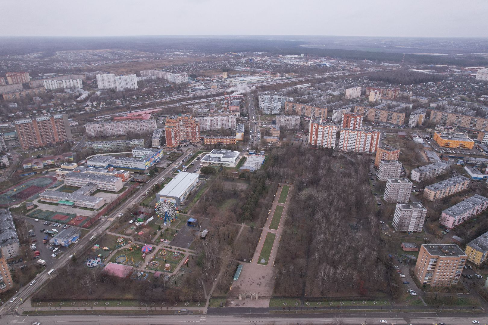 видео с коптера, серпухов, парки,