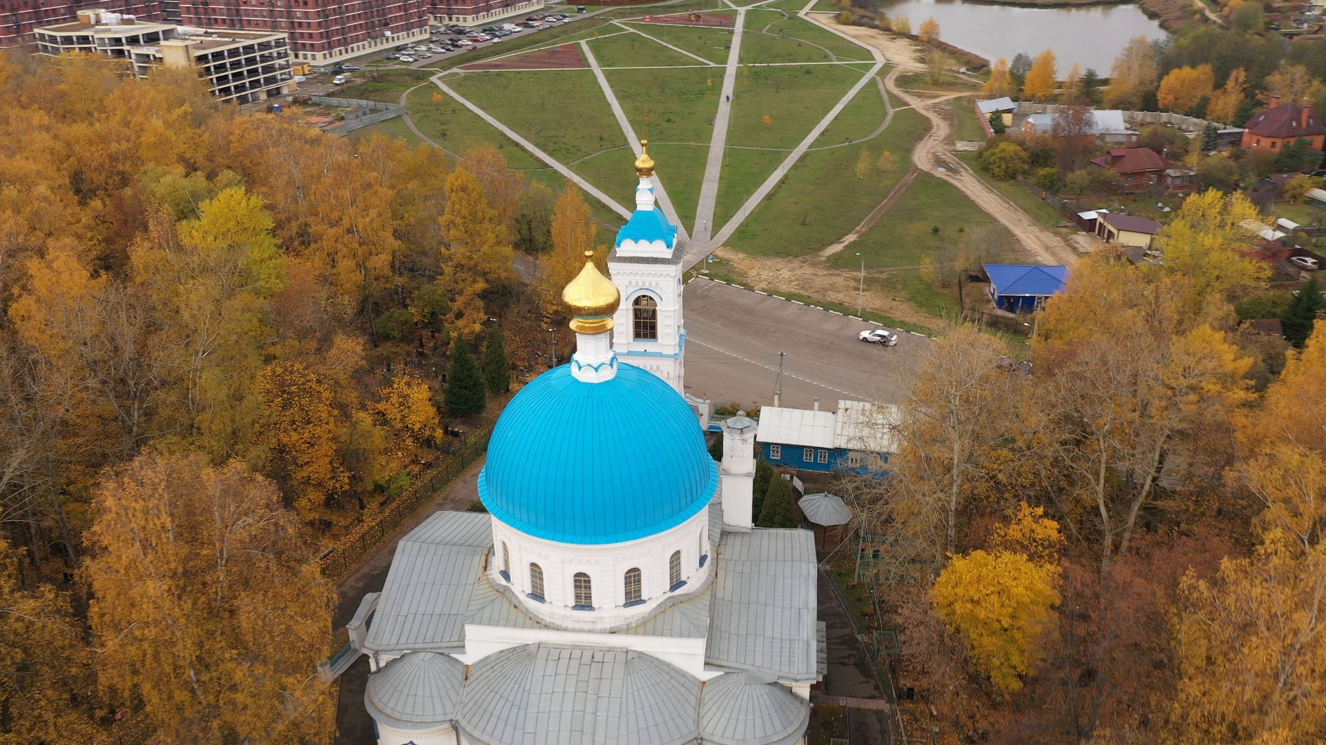 видео с коптера, балашиха, храм, архитектура,