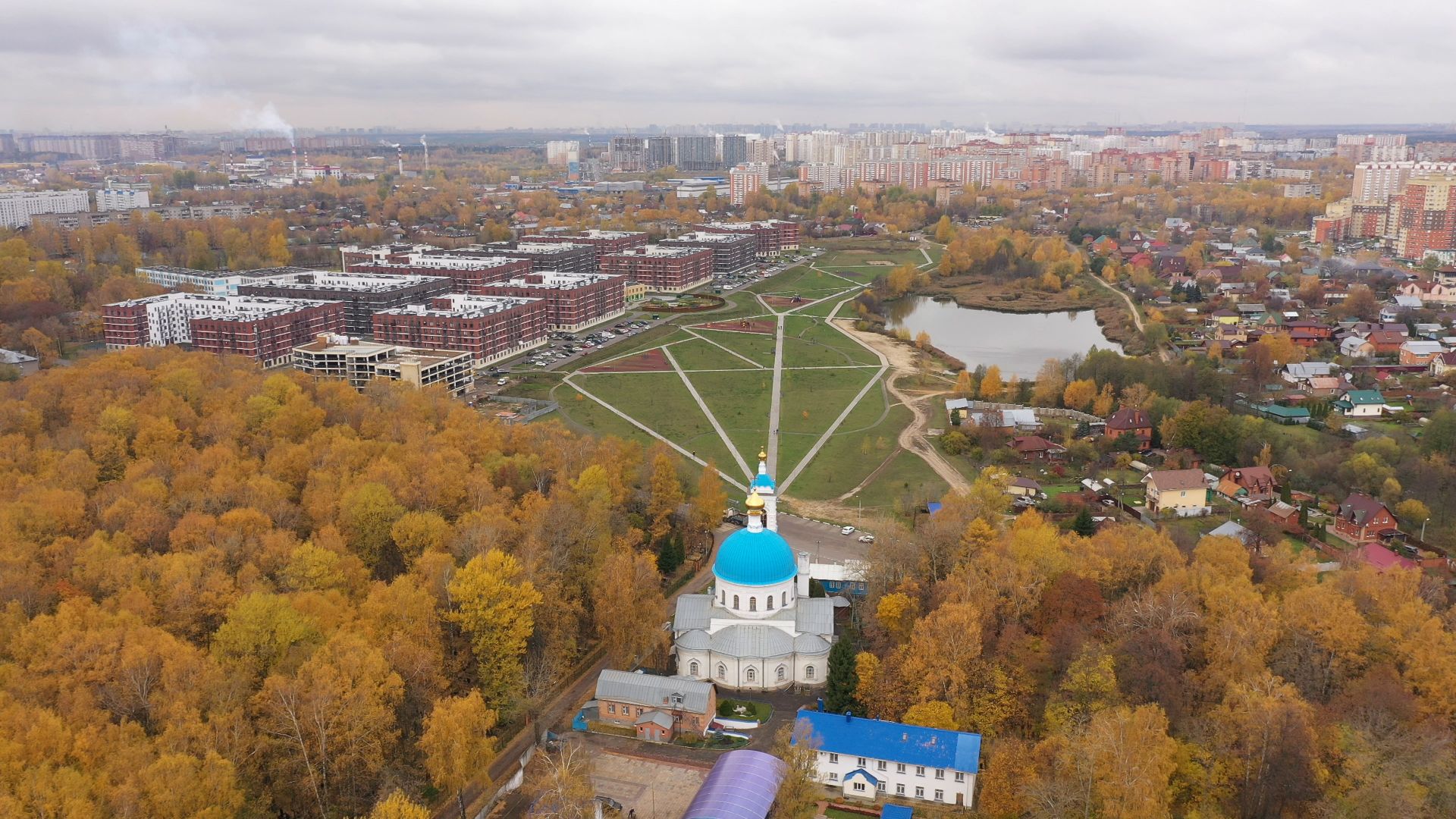 видео с коптера, балашиха, храм, архитектура,