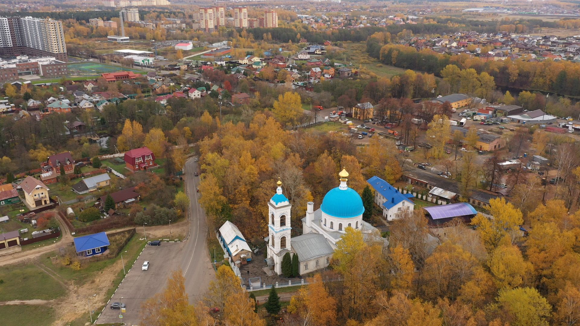 видео с коптера, балашиха, храм, архитектура,