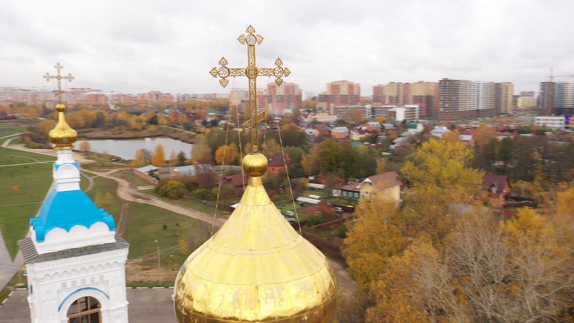 видео с коптера, балашиха, храм, архитектура,