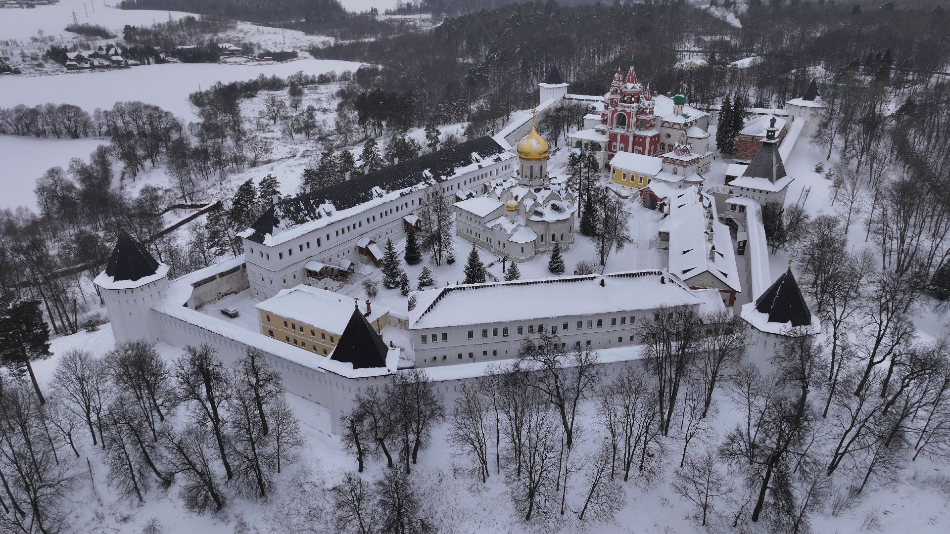 видео с коптера, звенигород, монастырь, культура,