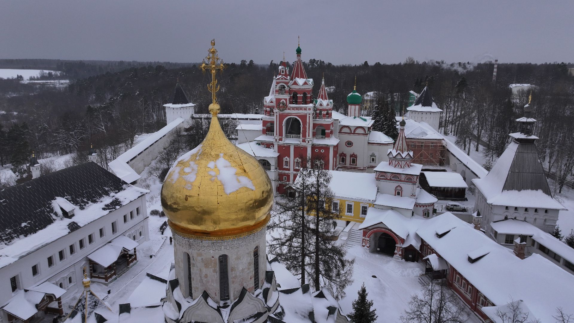 видео с коптера, звенигород, монастырь, культура,