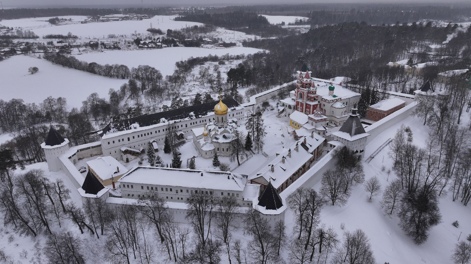 видео с коптера, звенигород, монастырь, культура,