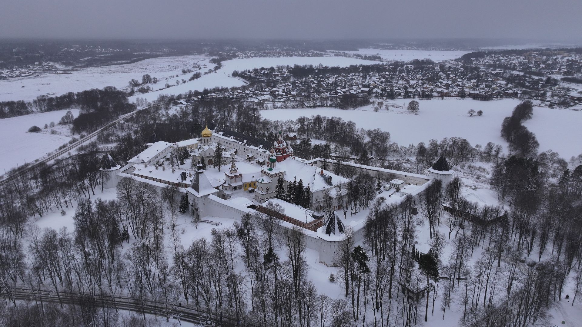 видео с коптера, звенигород, монастырь, культура,