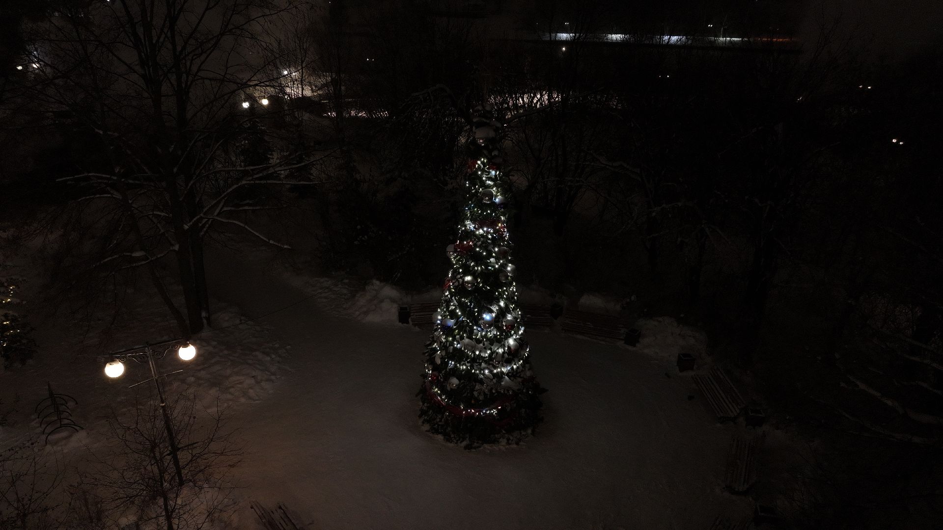 видео с коптера, химки, парки, благоустройство, зима в подмосковье,
