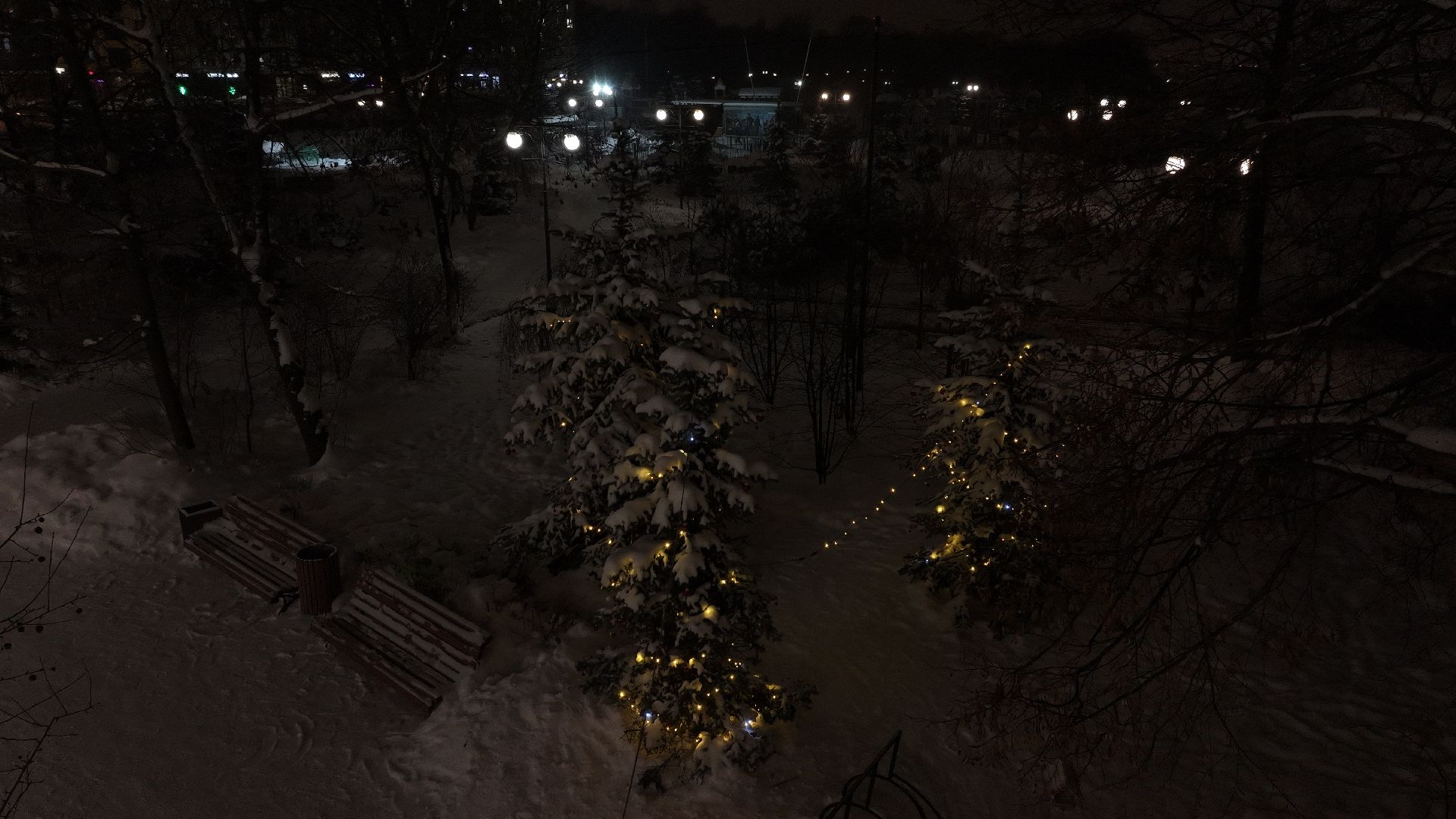 видео с коптера, химки, парки, благоустройство, зима в подмосковье,