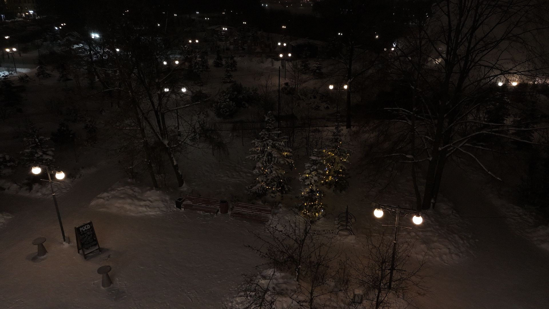 видео с коптера, химки, парки, благоустройство, зима в подмосковье,